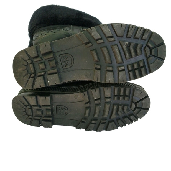 Sorel Black Lace Up Fur Cuff Mid Calf Winter Boots Size 10 - Picture 4 of 9